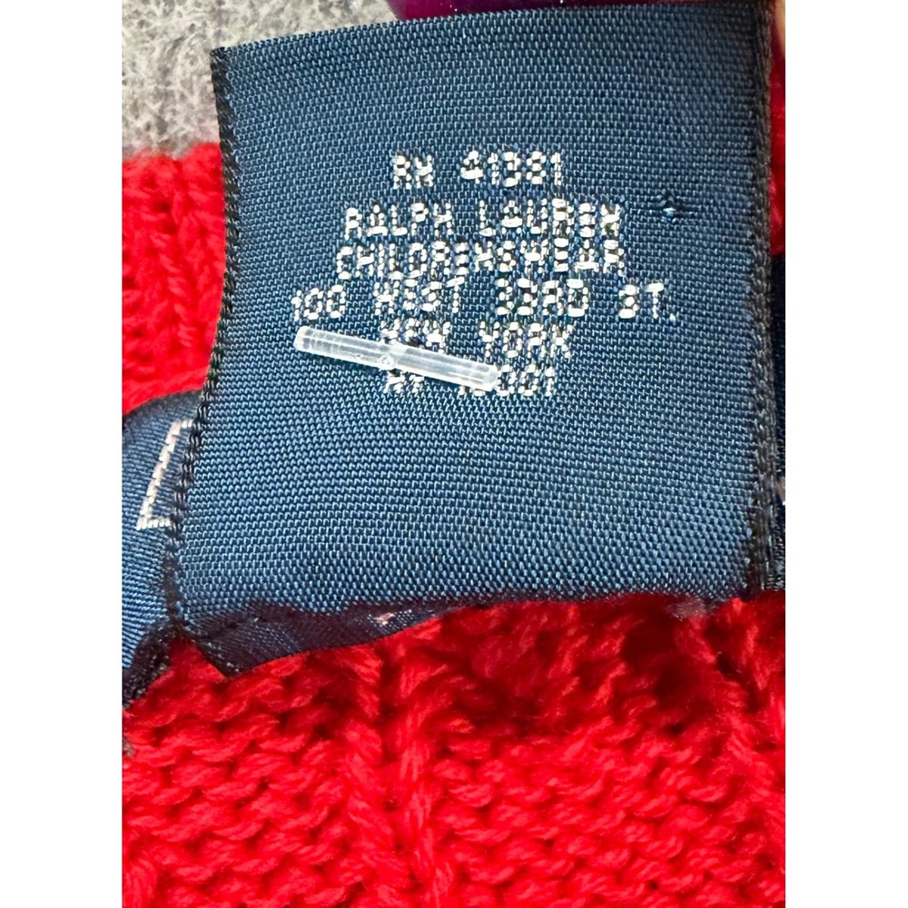 Vtg Polo Ralph Lauren Cable Knit Sweater Boys Size 6 Red 100% Cotton Pony Preppy - Picture 10 of 12